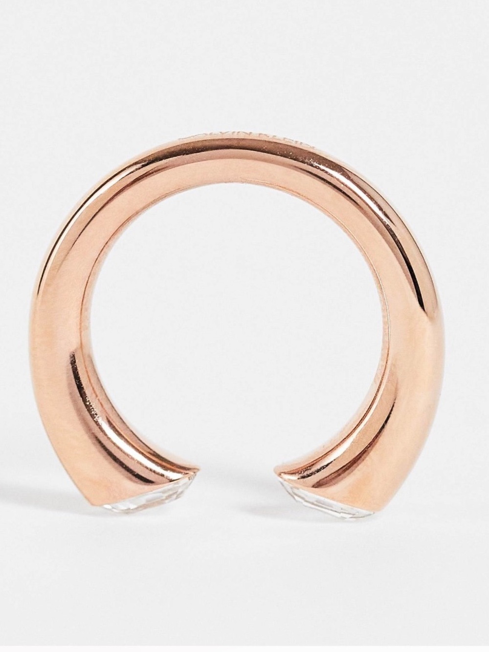 Calvin Klein Rose Gold & Swarovski Crystal Open-Front Ring SZ-8